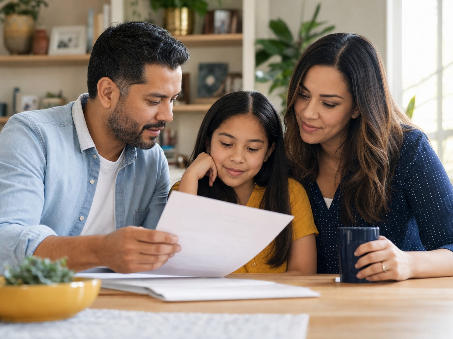 Houston insurance agency consultation with a family reviewing coverage options